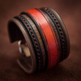 bracelet en cuir rouge et noir pour homme