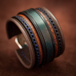 bracelet cuir bleu marron