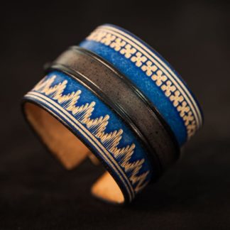 Bracelet cuir homme norway noir et bleu 2