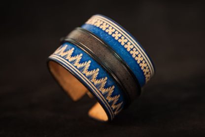 Bracelet cuir homme norway noir et bleu 2