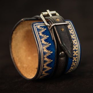 Bracelet cuir homme norway noir et bleu détail