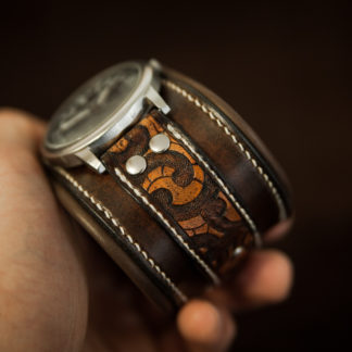 Bracelet montre cuir personnalisé tatouage maori